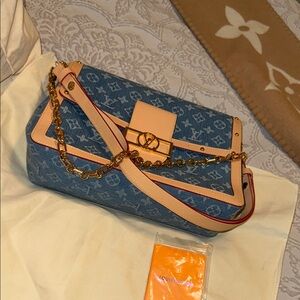 Louis Vuitton Denim Blue and Beige Shoulder Bag